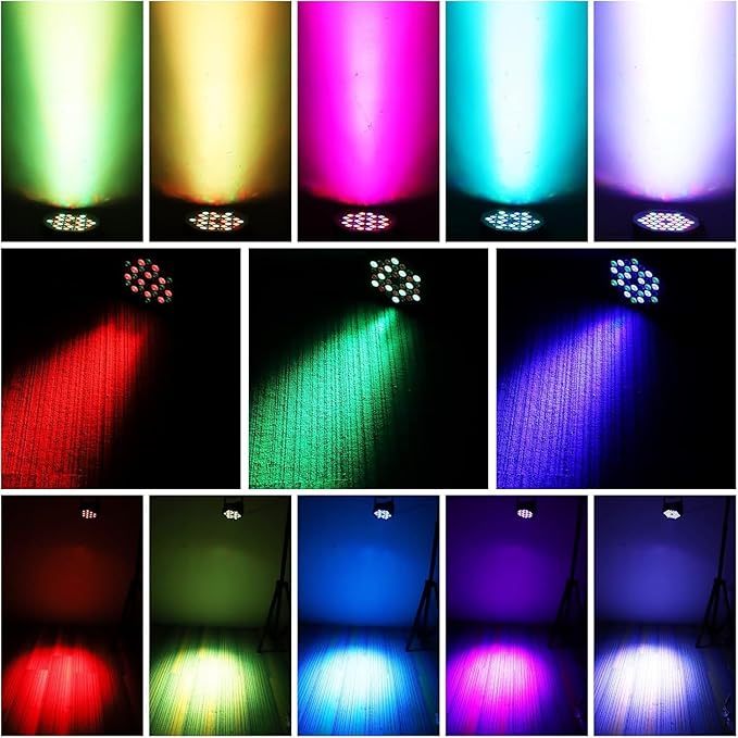 Rechargeable Stage Par Lights U`King RGB 36 LED Uplights Battery Powered with RGB 36W DJ Uplights Sound Activated Control for Wedding DJ Disco Events Halloween Church Live Party - 12 Pack