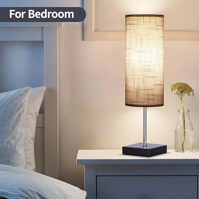 18Inch Cordless Lamp Table Lamps set of 2, 5000mAh Rechargeable Beside Table Lamp for Living Room, 2700K Battery Operated Small Bedroom Desk Lamp for Night Stand Grey Shade for Home（Bulb Included）