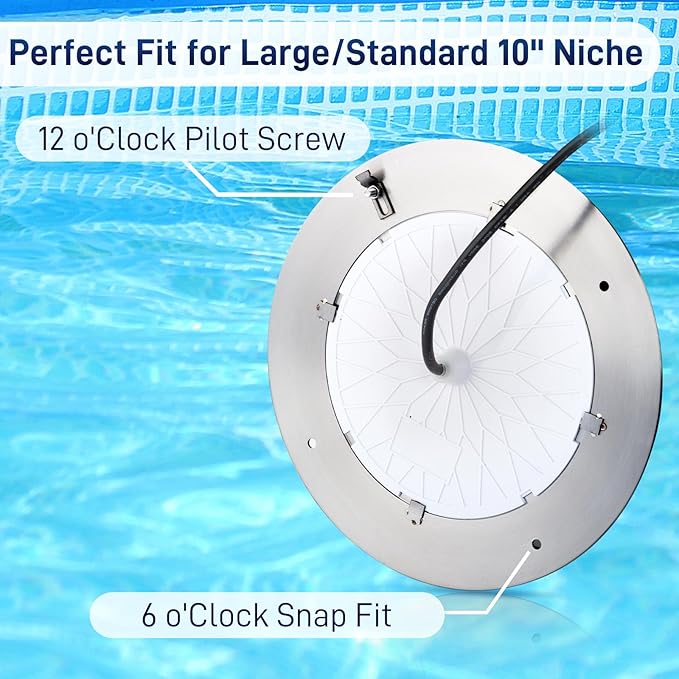VINGLI 10in LED Swimming Pool Light 54W 120V RGBW Color with 3 Control Way (App/Remote/Manual Controller) for Inground Pools,IP68 Waterproof,100 FT Cord