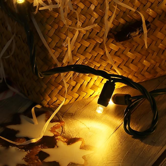 100 LED 5MM Warm White Christmas Lights, 33FT Indoor/Outdoor String Light, Mini Lights for Garden, Patio, Christmas Trees - Green Wire, Commercial Grade, UL Listed