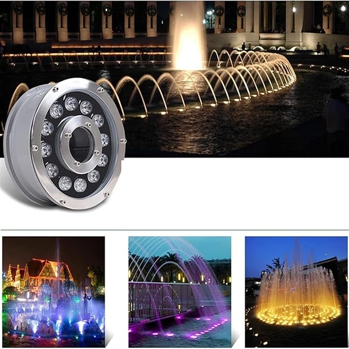 LED Underwater Pond Lights - Ring Fountain RGB Lamp, Colorful Color Changing IP68 Waterproof Recessed Underwater Landscape Lights, Middle Hole Swimming Pool Light, with Remote Control(24v,24W)