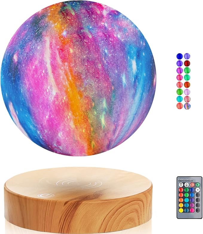 VGAzer Levitating Moon Lamp,Floating and Spinning in Air Freely with 3D Printing LED Moon Light Has 16 Colors 20 Modes for Unique Christmas Gifts,Room Decor (16 Colors Galaxy Moon)