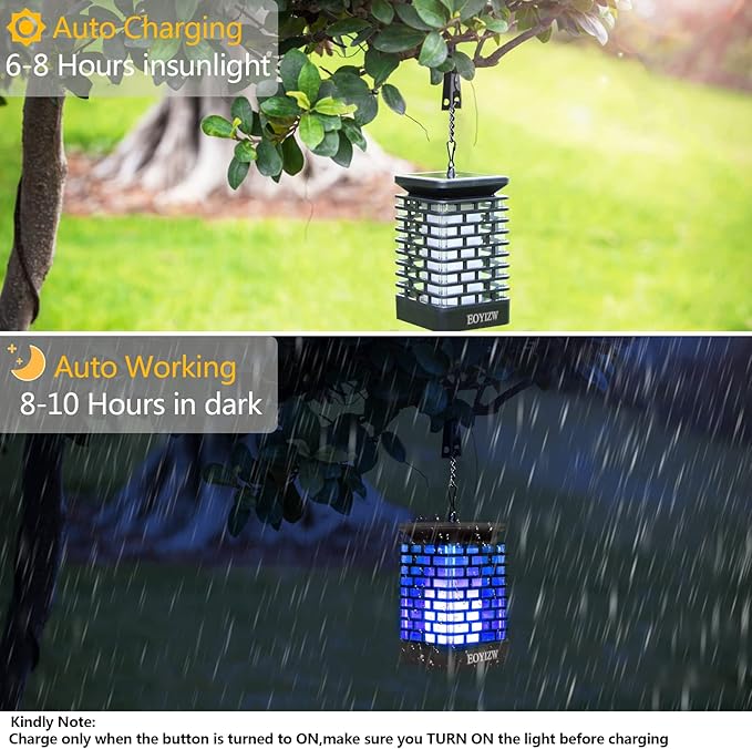 EOYIZW Solar Lights Outdoor, 99 LEDs Flickering Flame Lantern for Garden Decor- 2 Pack Waterproof Solar Garden Lights for Patio Yard Porch Lawn Decorations Blue