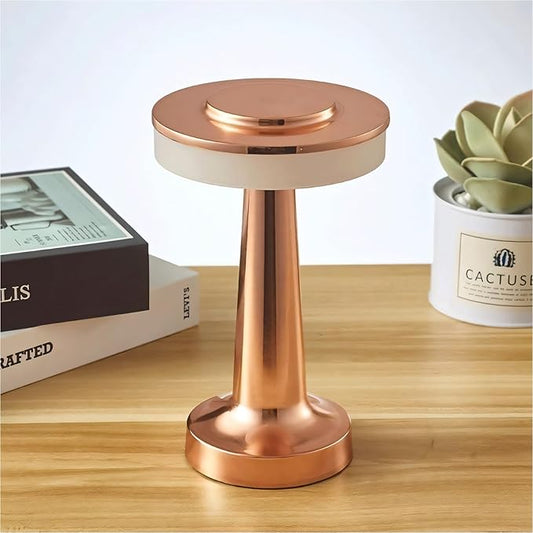 ASHATA Portable LED Retro Touch Control, Modern Table Lamps, 3 Levels Color Temperature Rechargeable Night Light for Hotel Home (Copper)