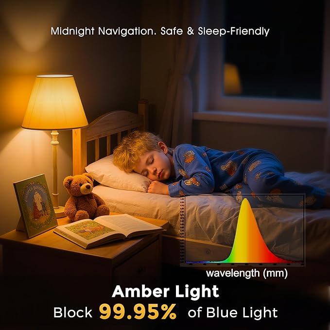 L LOHAS LED Sleep aid Amber Light Bulbs, Blue Light Blocking, A19 9W(60 Watt Equivalent) Dim Light Bulbs, 1800K Warm Light Bulb, E26 Base, 4 Pack