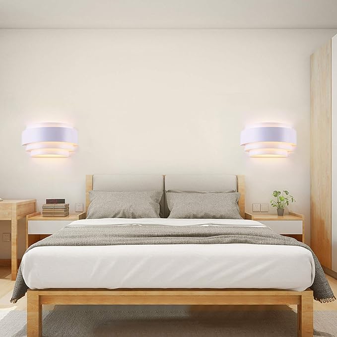 LightInTheBox Modern Wall Sconce Set of 2 Indoor Wall Light Fixture Half Moon Metal Wall Lamp White for Stair Hallway Home Theatre Bedroom (2PCS)