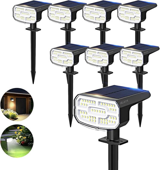 Solar Lights Outdoor Waterproof IP65,Auto On/Off, 6000K 2 Lighting Modes, Super Bright LED, Solar Powered Yard Garden Solar Spot Lights for Outside Landscape -8 Pack