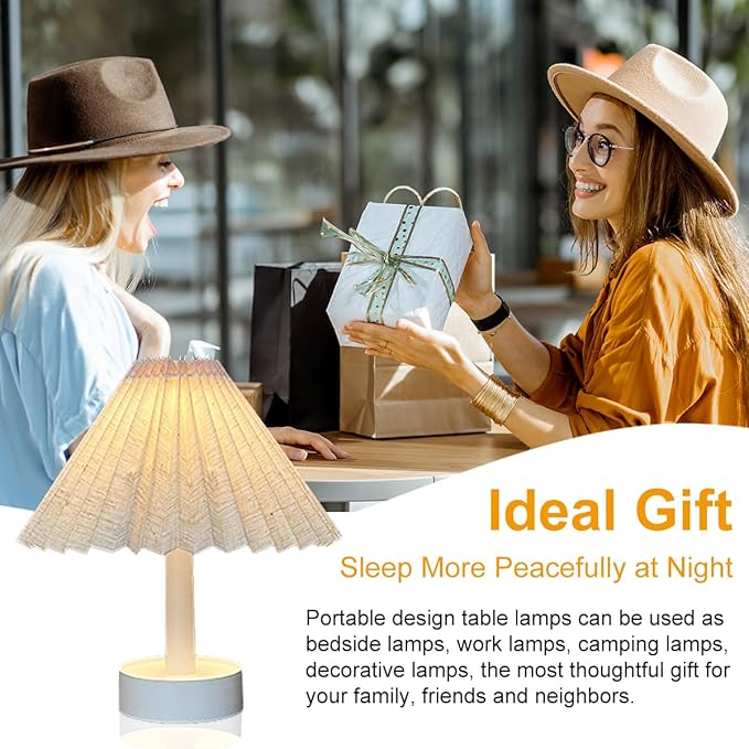 Table Lamp, Foldable Desk lamp with Stepless Dimming, 3 Color Modes, USB-C Rechargeable, Portable Bedside Desk Light for Home Office Reading Decorative (Beige)