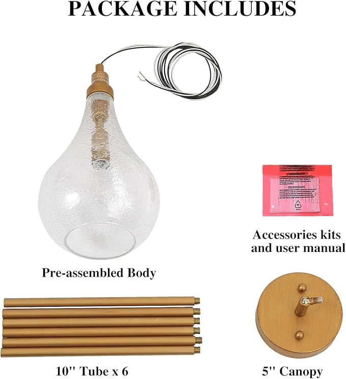 KSANA Gold Glass Pendant Lighting for Kitchen Island, Bedroom, Dining Room, Entryway, Sink, Breakfast Nook