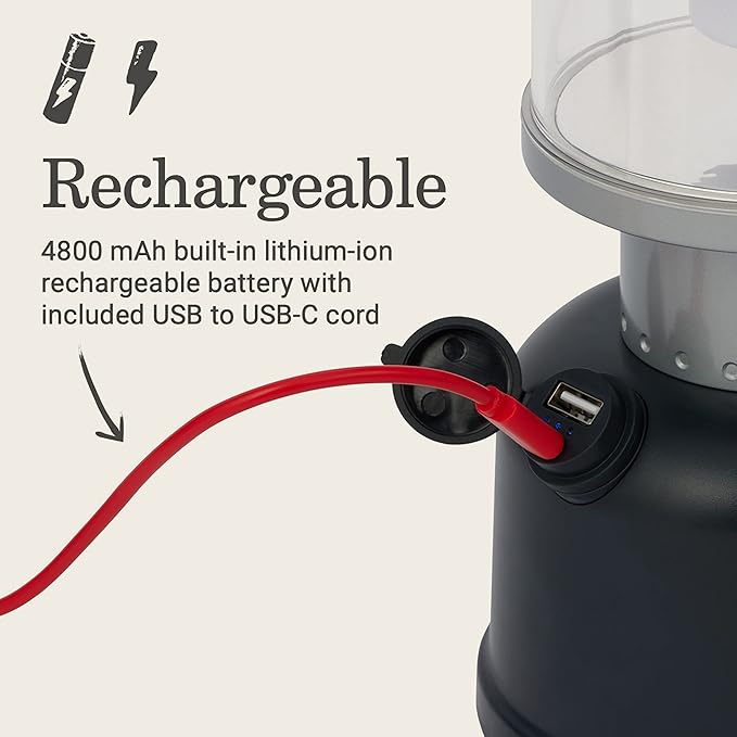 Coleman Classic Rechargeable 800L LED Lantern, Impact & Water-Resistant Lantern with Carabiner Handle & Charging Ports, Great for Camping, Power Outage, Emergencies, & More