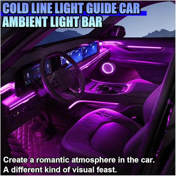 EL Wire Car Interior LED Strip Lights, 5V 16FT Neon Light Strip with Sewing Edge, USB Electroluminescent Car Interior Lights with Fuse Protection, Vehicle Ambient Lighting Decorations (Purple)