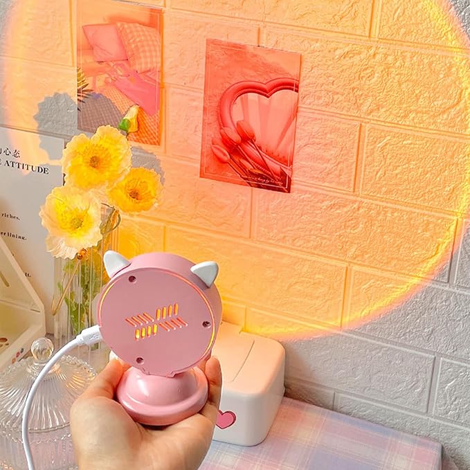 Sunset Lamp,Sunset Projection Light,Cute Rabbit Ear Shape LED Sunset Projection Lamp for Photo Video Vlog Backgroung,Romantic Family Atmosphere