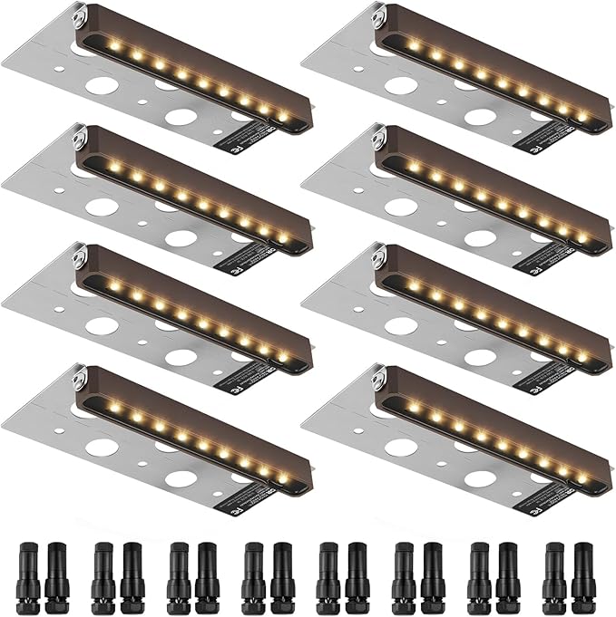 VEVOR LED Hardscape Lighting, 6.8 Inch Retaining Wall Lights, 3W 12V-24V AC/DC Low Voltage Paver Light, IP68 Waterproof Outdoor Step Lights, 3000K Swivel Hardscape with Connectors (8 Pack Soft White)