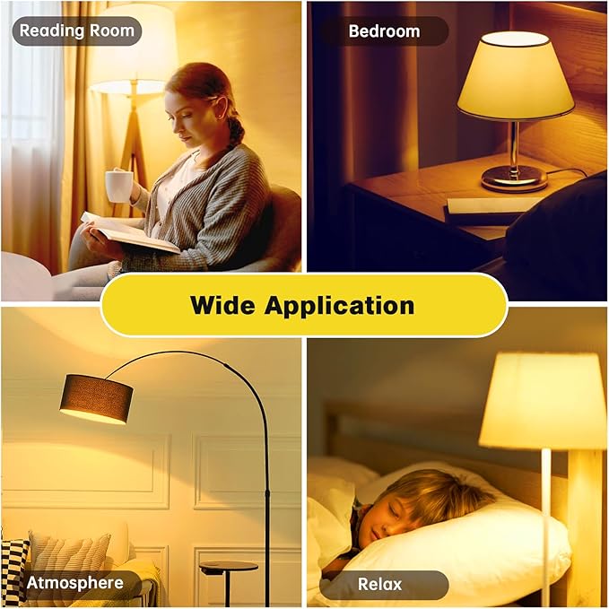Sleep Light Bulb 4 Pack，Dimmable 1800K Warm Light Bulbs for Healthy Sleep,Blue Light Blocking,A19 9W(60W Equivalent) E26 Base Amber Light Bulbs for Bedroom, Baby Nursery Room