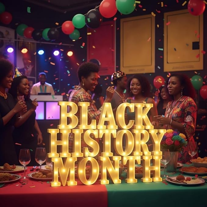 Honoson 17 Pcs Black History Month Decorations LED Letter Light Sign Cultural Theme Neon Event Signs Table Decor for African American Heritage Month Celebrations Home Decor