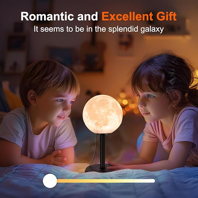 Moon Lamp LED Night Light - Dimmable Bedside Lamps Small Modern Bedroom Lamp LED Desk Light with 25 Lighting Modes 3D Printed Realistic Moon Surface - Perfect for Girls Boys Kids Birthday