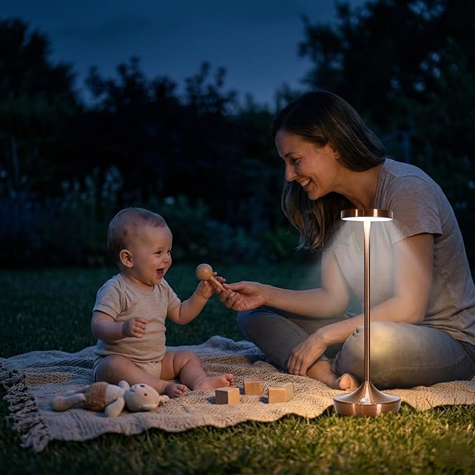 Cordless Table Lamp Rechargeable - 6000mAh LED Battery Operated Table Light - Portable Touch Dimmable Outdoor Waterproof Table Lamps for Patio Bar Restaurant Dining (2 Brown)
