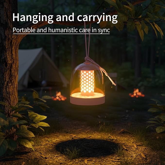 Camping Lantern, IPX4 Waterproof Touch Control LED Night Light, USB Rechargeable & Long Lasting Battery, Portable Hanging Tent Lamp for Outdoor Camping Hiking Backpacking, Pink