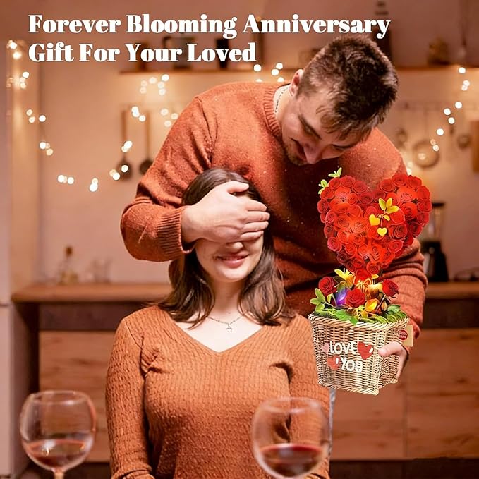 Birthday Cards with MUSIC & LIGHTS, 3D Pop Up Mothers Day Card & Anniversary Card, Love Tree Hearts, 10 Inch Life Sized Forever Bouquet Mothers Day Gifts for Her Women Wife Mom