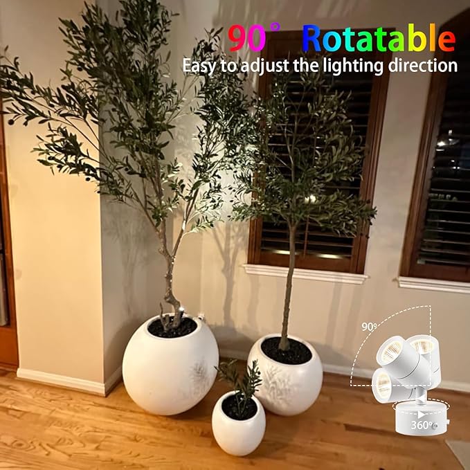 EAGLOD 7W RGBW Color Changing Up Lights Indoor with Remote Control 16 Colors+3000K Floor Spotlight Dimmable Uplighting Indoor Uplights for Plant Corner 2 Pack (White)