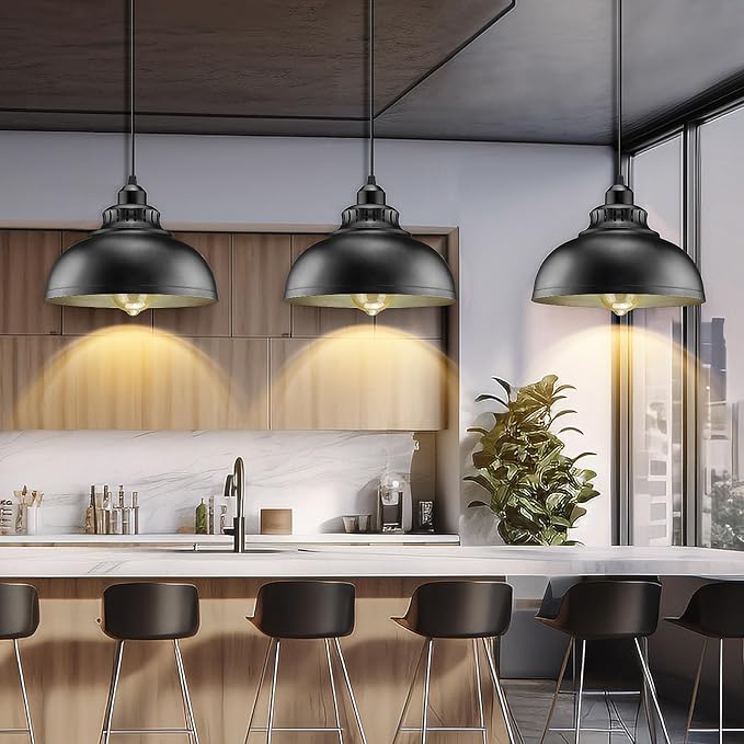 Plug in Pendant Light, 15FT Hanging Lights with Plug in Cord, On/Off Switch, Industrial Pendant Light with Plug in Cord, Metal Hanging Lamps for Living Room, Kitchen