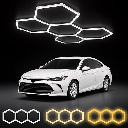 ALLYES Hexagon Garage LED Lights, Hex Ceiling Lights 200W 25650LM 6500K, Color Temperature Adjustable LED for Workshop Basement Gym Warehouse
