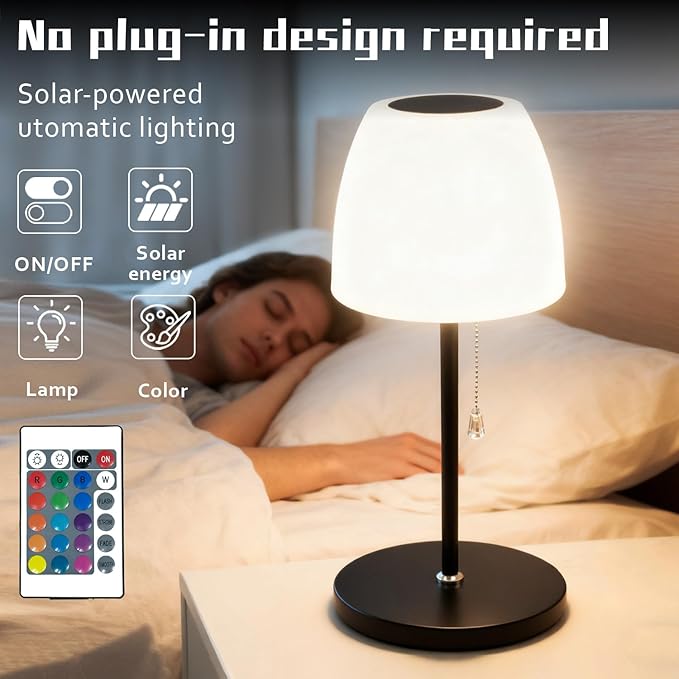 Solar Floor Lamp Outdoor Waterproof, Christmas Lights Charging Cable for Rechargeable Floor Lamp, Cordless Dimmable Warm White+RGB+16 Colors LED Floor Lamps for Lawn, Pool, Garden 59 inch