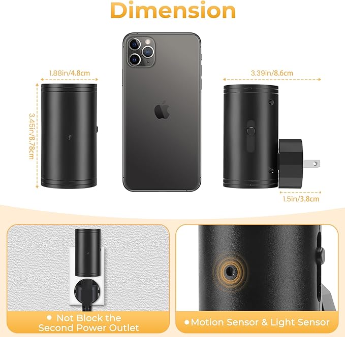 LED Motion Sensor Night Light,Motion Activated Night Light & Dusk to Dawn Sensor Night Light Plug into Wall 5-300LM Adjustable Brightness,5000K Daylight,for Kitchen,Hallway Bedroom,Stairs, 2 Pack