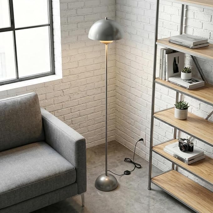 COSYLUX Modern Floor Lamp for Living Room, Industrial Tall Standing Lamp for Bedroom, Metal Shade Reflecting Light Reading Floor Lamp for Office, Nursery Room, Corner(Pear Light Grey)