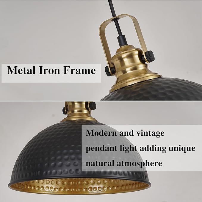 Black Pendant Lights Kitchen Island Industrial Pendant Light Fixtures Dome Kitchen Island Lights Modern Pendant Lighting for Bar Farmhouse Dining Room Bedroom Hallway（3 Packs）