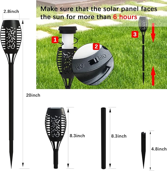 Solar Lights Outdoor Halloween Decorations, Upgraded 4 Pack Purple Solar Torch Lights with Flickering Flame, Waterproof Halloween Lights Outdoor, Tiki Torches for Outside Patio Pathway Decor