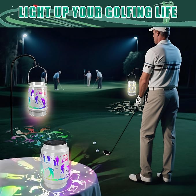 Solar Lantern Outdoor Waterproof for Patio Yard Lawn Backyard Front Porch Golf Cart Lights Golf Ornaments Decorations Gifts for Men Dad Grandpa Lantern