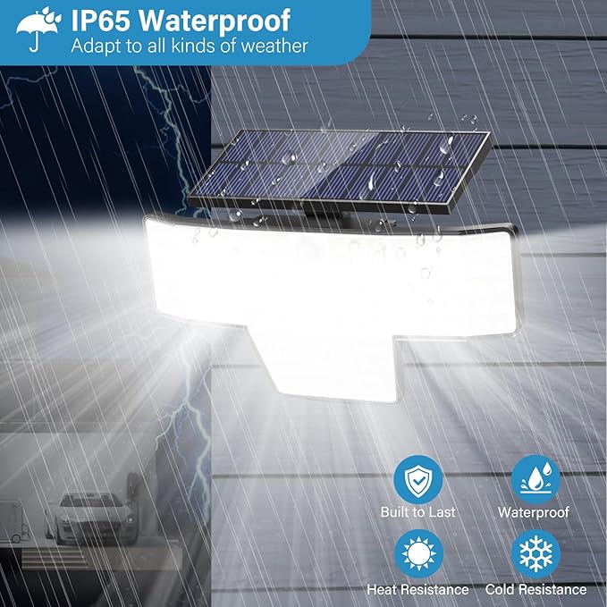 Solar Lights Outdoor, 2PACK 448 LED Wall-Mounted Flood Light, 3500LM IP65 Waterproof Solar Street Lights with Motion Sensor and Remote Control for Dusk-to-Dawn Illumination