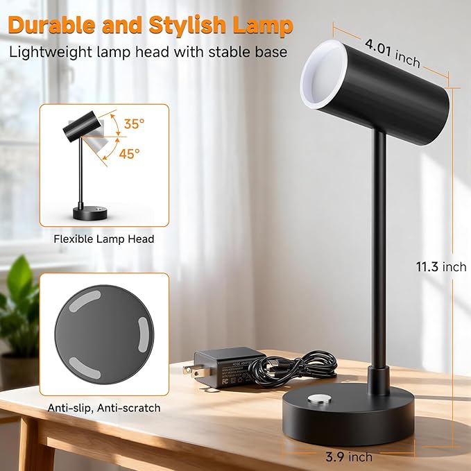 ShineTech LED Desk Lamp for Home Office, Dimmable Reading Desk Lamp with 3 Color Modes & Adjustable Brightness, Eye-Caring Table Lamp for Study, Bedroom Nightstand, Touch Control Bedside Lamp