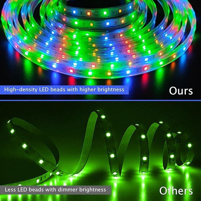 40ft Solar Led Strip Lights Outdoor, 8 Mode Auto On/Off with Remote Timer, Waterproof Self-Adhesive, Prefect for Garden, Patio, Stair and Porch Decor Four-Color Mixed