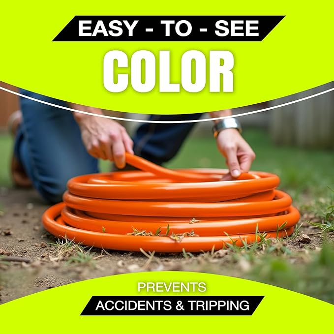 50ft Outdoor/Indoor Extension Cord 16/3 Gauge Heavy Duty 3 Prong SJTW, Waterproof, ETL Listed, Flexible Cold-Resistant Long Power Cord,13A 125V 1625W, Orange by LifeSupplyUSA