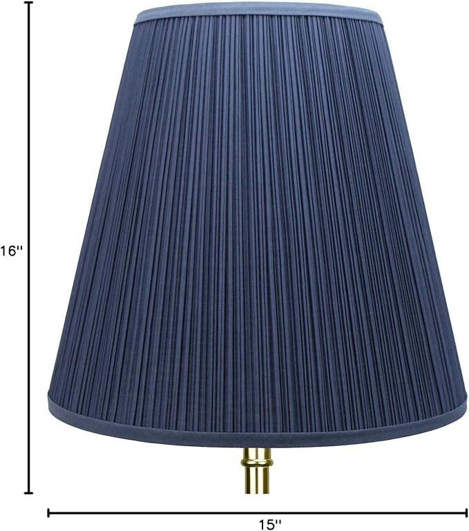 FenchelShades.com Lampshade 9" Top Diameter x 16" Bottom Diameter x 15" Slant Height with Washer (Spider) Attachment for Lamps with a Harp (Pleated Mushroom Navy Blue)