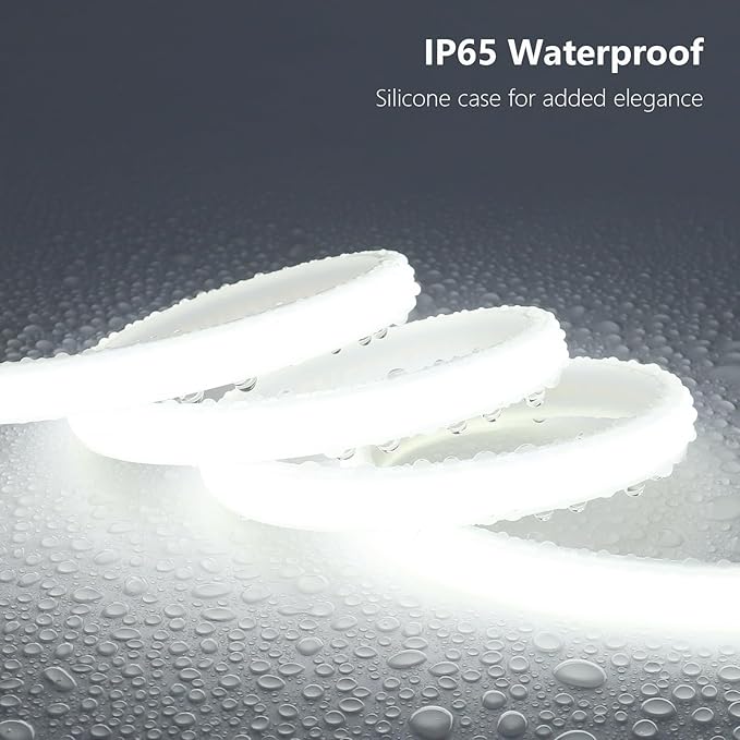 AC 110V COB LED Strip Lights Outdoor Waterproof 98.4ft, 6000K Cool White Super Bright 300W LED Rope Light, IP65 Flexible Cuttable, for Bedroom Garden Commercial House Gaming Room Decor
