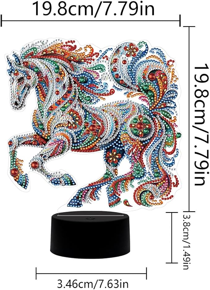 Gorgeous Horse Diamond Art Painting Night Light,Diamond Art Painting Kits Desktop Touch Lamp Ornaments for Tabletop Decor Diamond Art Accessories for Adult Beginner Bedrooms Living Room