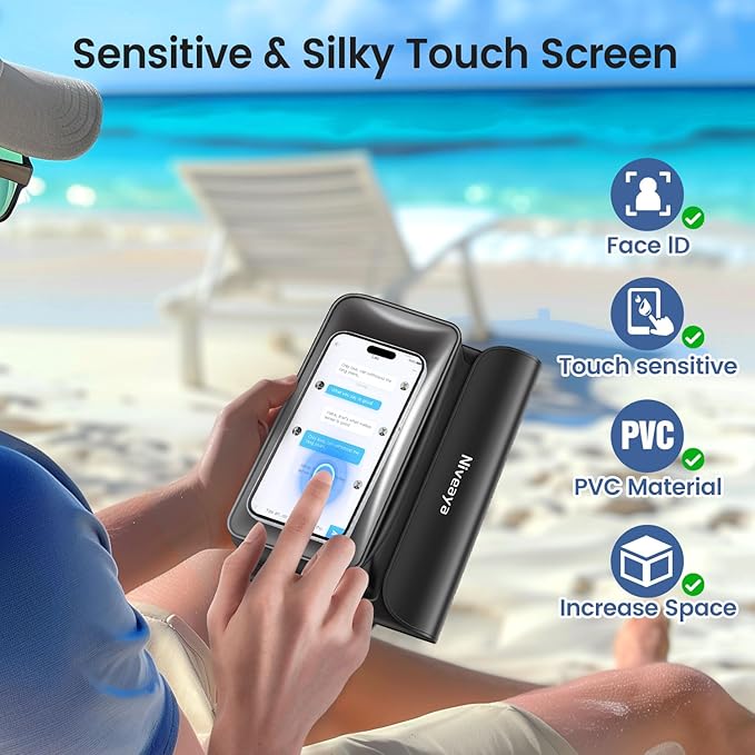 Niveaya IPX8 Waterproof Fanny Pack - 2 Pack, Floating Dry Bag Pouch, Phone Waterproof Waist Pouch Dry Bag, Beach, Kayaking, Swimming, Boat Essentials, for iPhone 17/16/15/14/13/12 Pro Max up to 9.5"