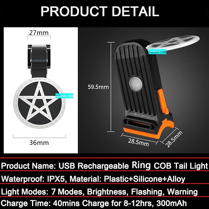 Rechargeable Bike Tail Light LED Bicycle Rear Light Cycling Night Essential Bright Seat Back Safety Lamp 5 Modes Warning Waterproof Flash MTB Light for Men Women Kids