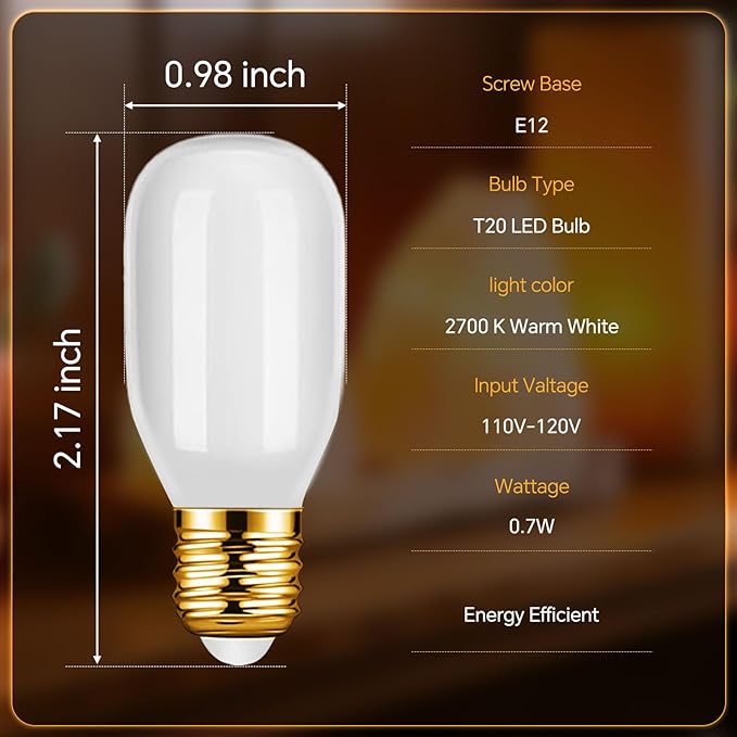 Leelosp 4 Pack Accessory Cord with LED T20 Light Bulb, 13FT Light Cord Blow Mold White Bulb with On/Off Switch Female Plug Clip for Christmas Village Houses Trees Crafts Lamp Holiday