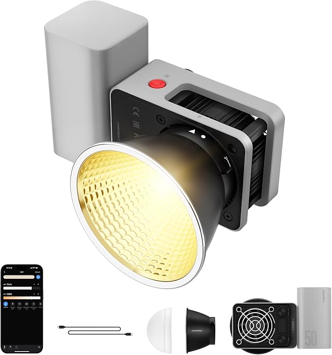 ZHIYUN CINEPEER CX50 [Official] 50W LED Video Light, 2700K-6500K Portable Camera Light, TLCI/CRI96+, APP Control with Battery, COB Continuous Output Lighting for Video & Location Shooting (Bi-Color)