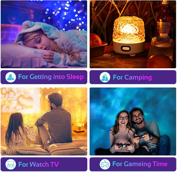 Luminorthe Cube Lamp, Ocean Wave Projector Light with Bluetooth Speaker, RGB Color Changing with Remote Control, Water Wave Light Projector Cordless for Kids, Room Decor, Bedroom, Party, Gift