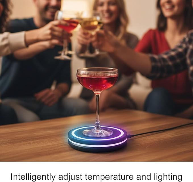 Smart Coaster Cocktail Machine, Portable Cocktail Maker Interactive Lighting with Built-in Smart Sensing Tech Easy to Clean & Carry Compact Storage for Mat Bar Club Drink