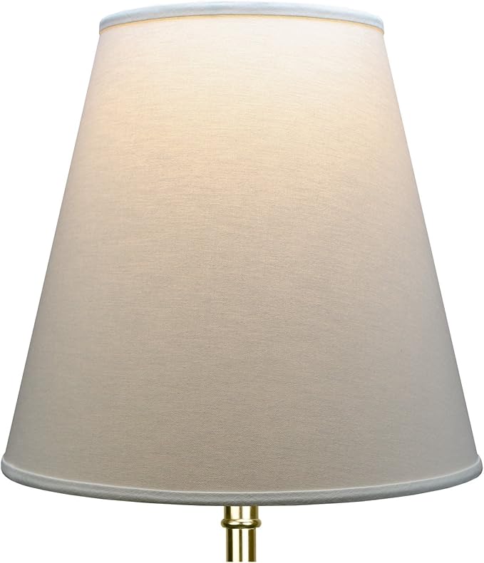 FenchelShades.com Lampshade 9" Top Diameter x 16" Bottom Diameter x 15" Slant Height with Washer (Spider) Attachment for Lamps with a Harp (Linen Cream)