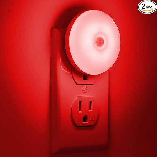 myCozyLite Red Motion Sensor Night Light, Red Light for Sleep, Night Lights Plug into Wall, Automatic ON Off, 2 Pack Motion Night Light for Bedroom, Bathroom, Kitchen, Hallways