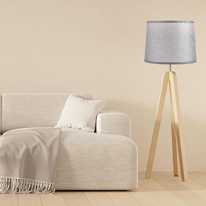 PATIKIL Lamp shades for Table Lamps 11.4" Top x 12.6" Bottom x 9.8" High Drum Lamp shades for Floor Lamps Medium Linen Lampshade Easy Assembly for Lamp Replacement, Gray