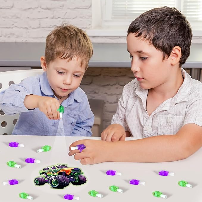 36Pcs Monster Truck LED Finger Lights Truck Toys Party Favors Glow in the Dark Light Up Finger Lights Racing Themed Toys Bulk for Kids Birthday Party Goodie Bag Stuffer Birthday Gifts Classroom Prize