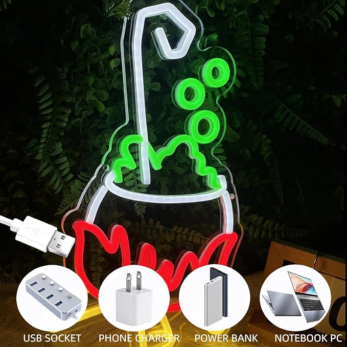 Halloween Witch's Poison Neon Sign for Wall USB Powered Neon Light Up Sign for Halloween Party Decorations Bedroom Cave Room Decor Halloween Led Sign for Home Bar Window Porch Front Door Decorations